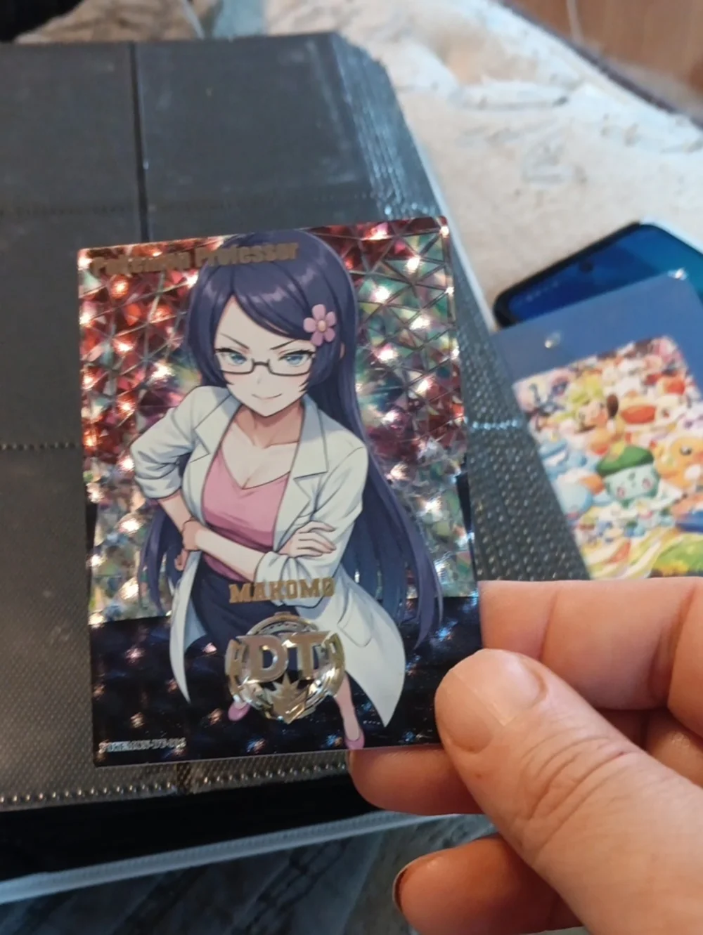 Pokemon Holographic Card with Pink, Purple, White